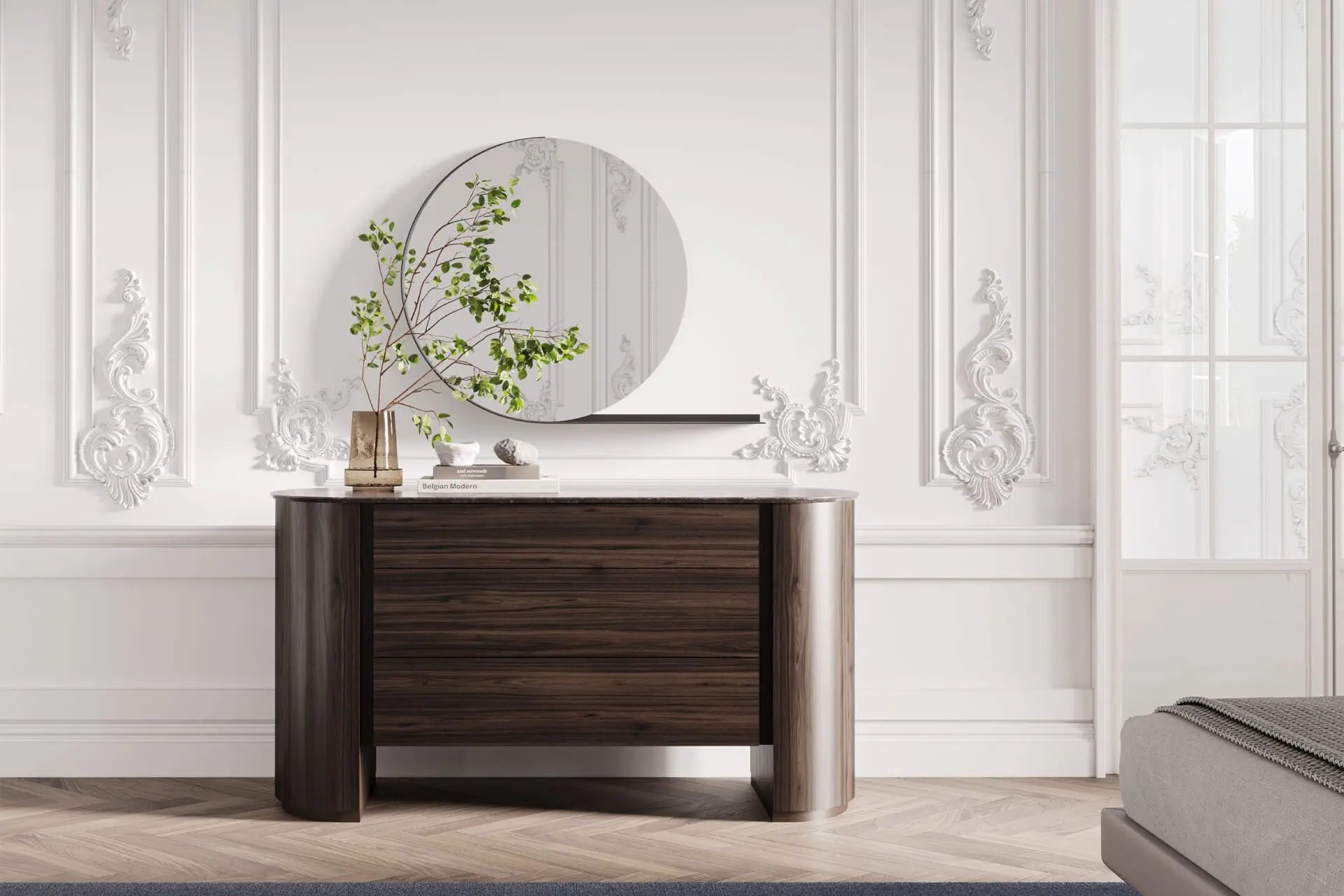 Скрин «Naya» + керамичен плот, с три чекмеджета, размер 152х80х57см