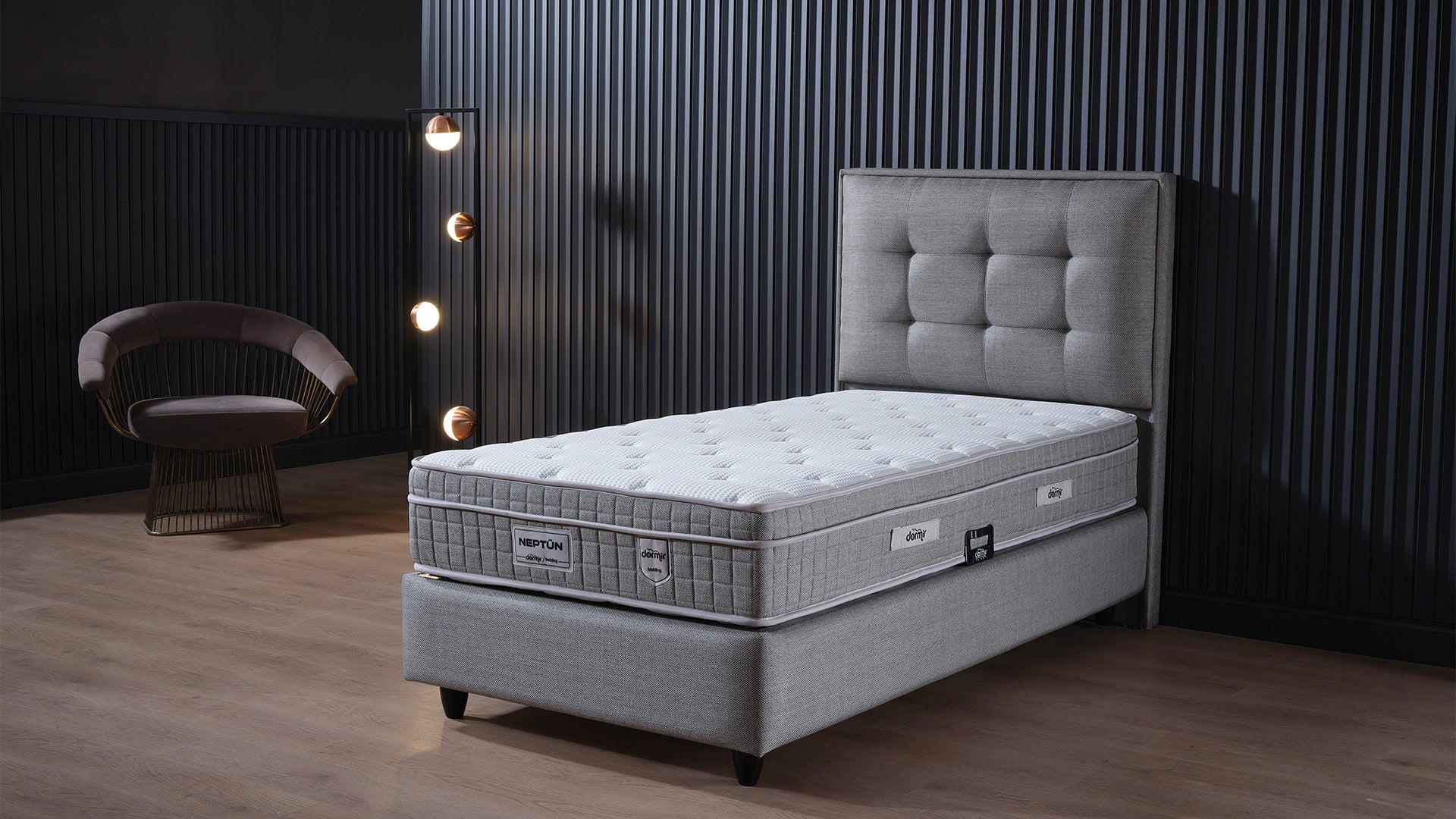 Тапицирано легло «Neptun» + Матрак и табла - с място за съхранение, повдигащ механизъм