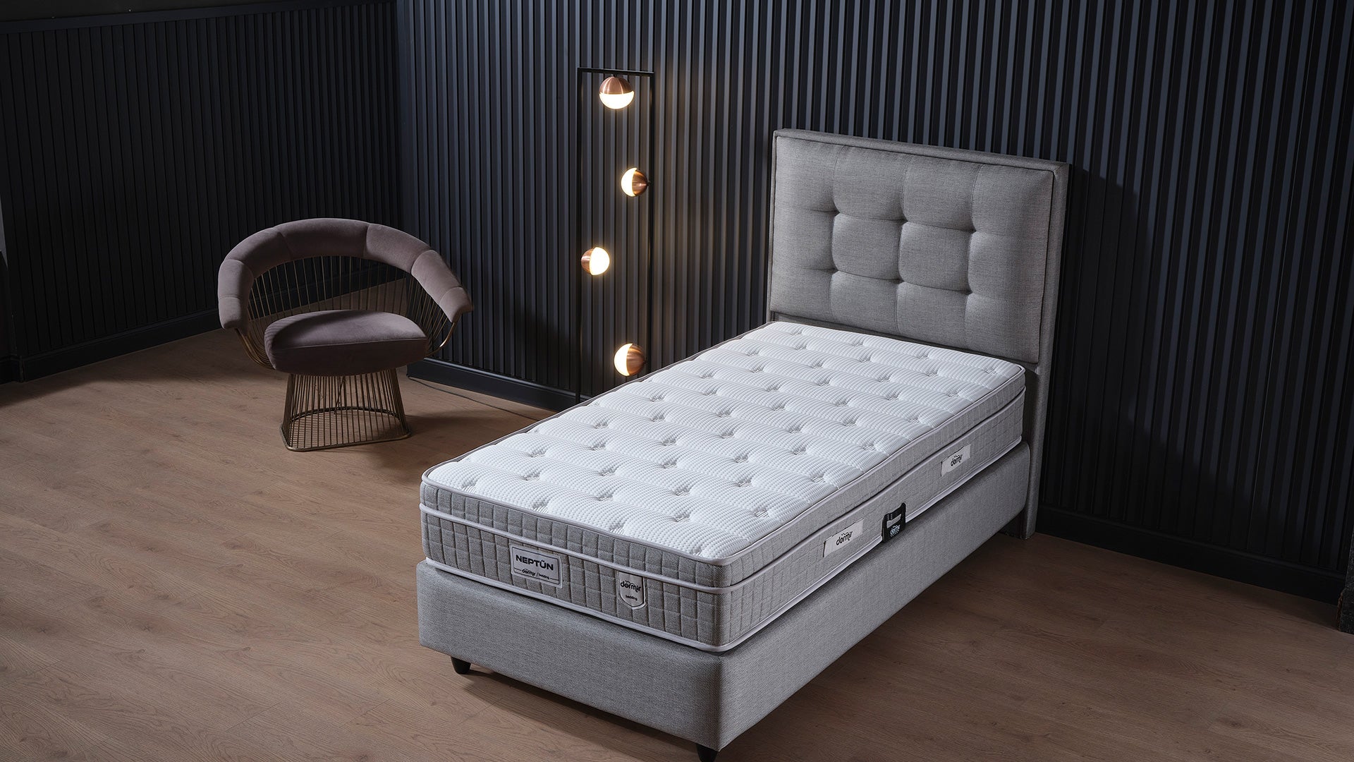 Тапицирано легло «Neptun» + Матрак и табла - с място за съхранение, повдигащ механизъм