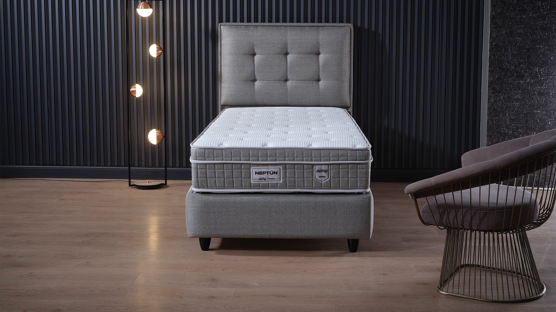 Тапицирано легло «Neptun» + Матрак и табла - с място за съхранение, повдигащ механизъм