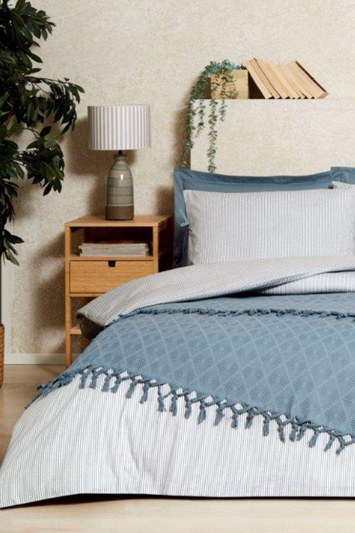 Двоен спален комплект «Natural» с пике, 5 части, ранфорс