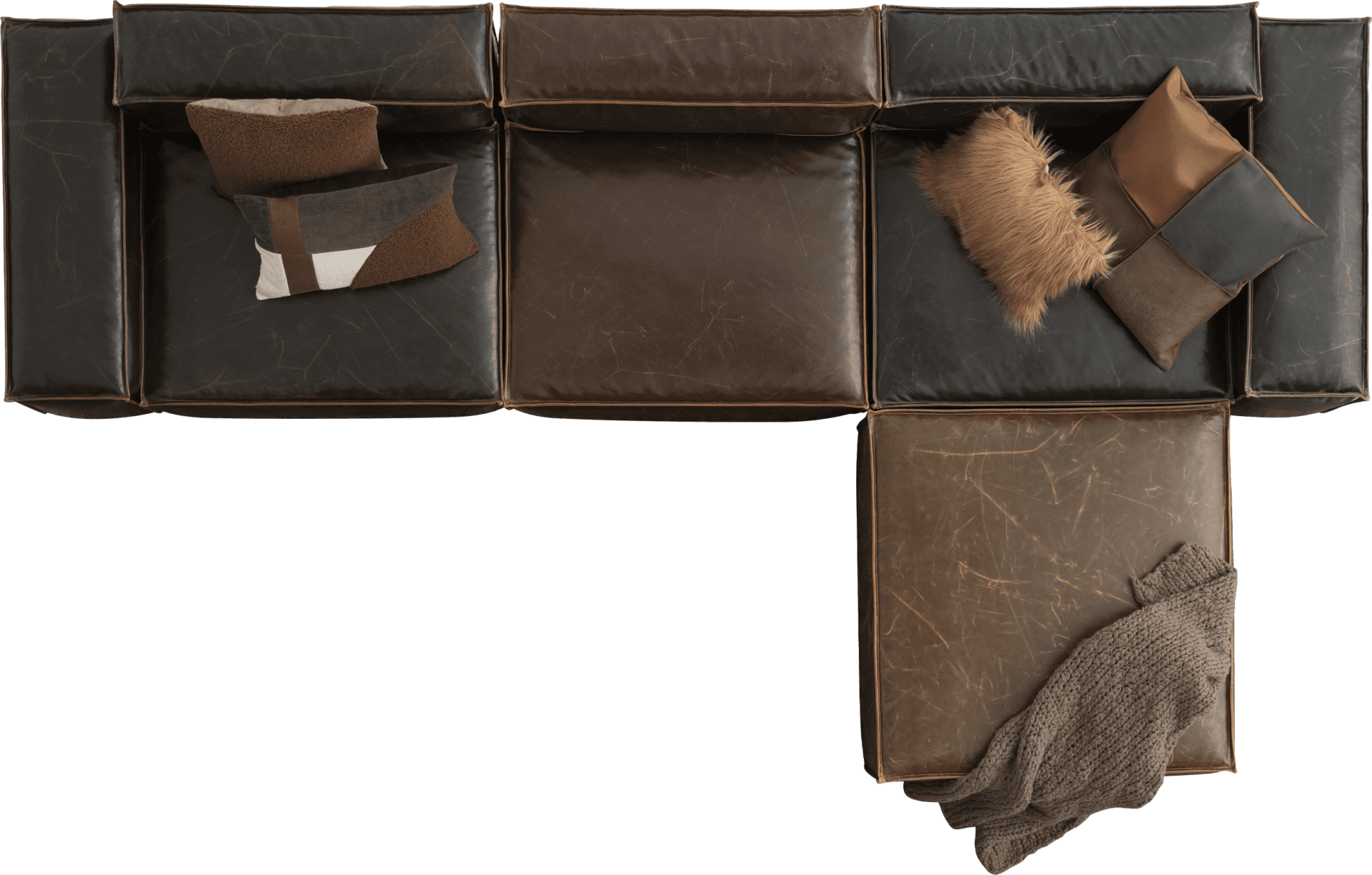 Ъглов диван «Plus Poufy Cosmos» от серия Colorium, с декоративни възглавници, ширина 350см