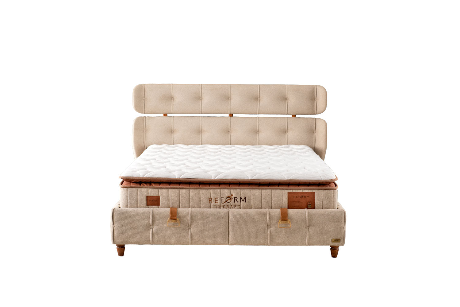 Тапицирано легло «Reform Therapy» + Матрак и табла - с място за съхранение, матрак с керамични кристали