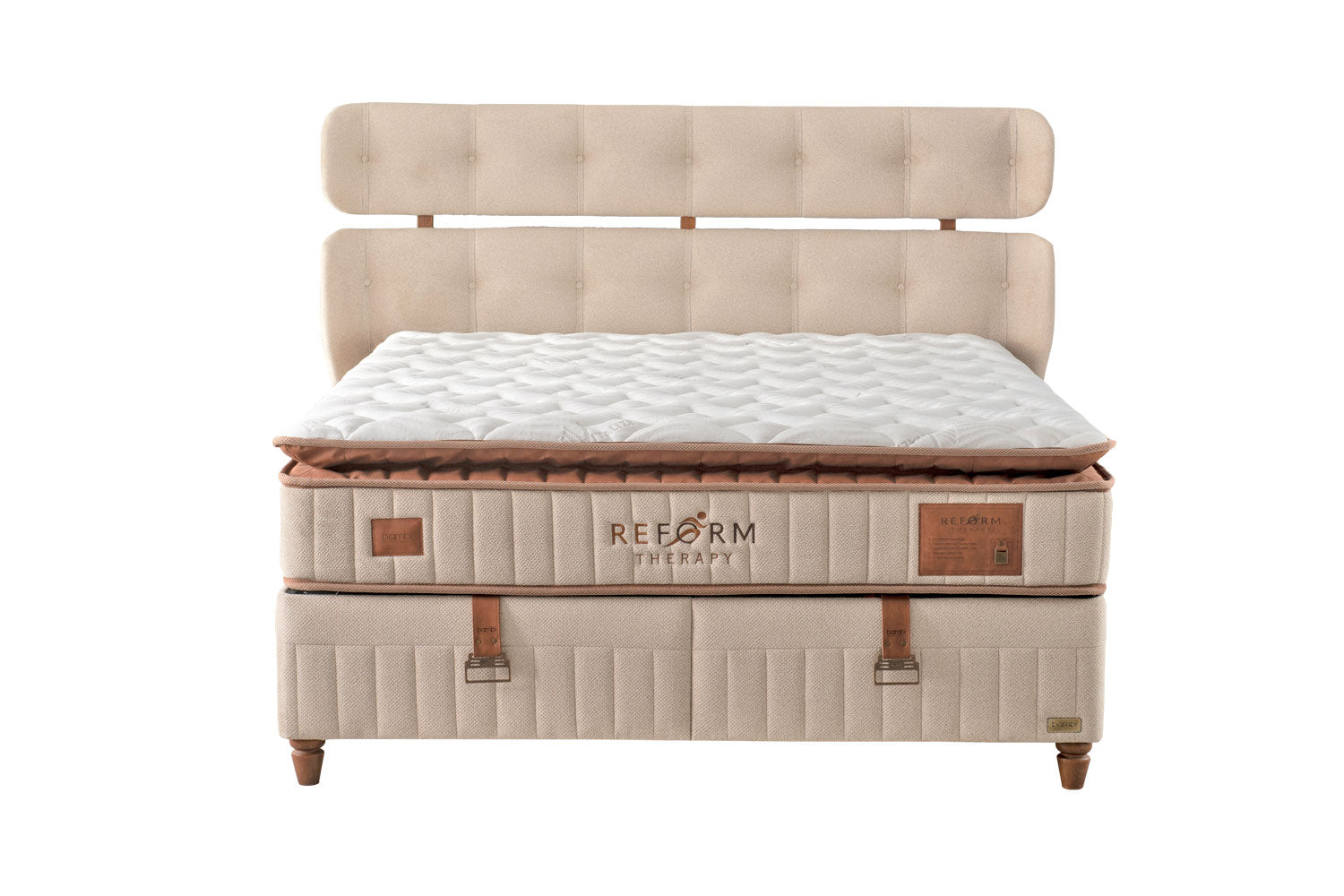 Тапицирано легло «Reform Therapy» + Матрак и табла - с място за съхранение, матрак с керамични кристали