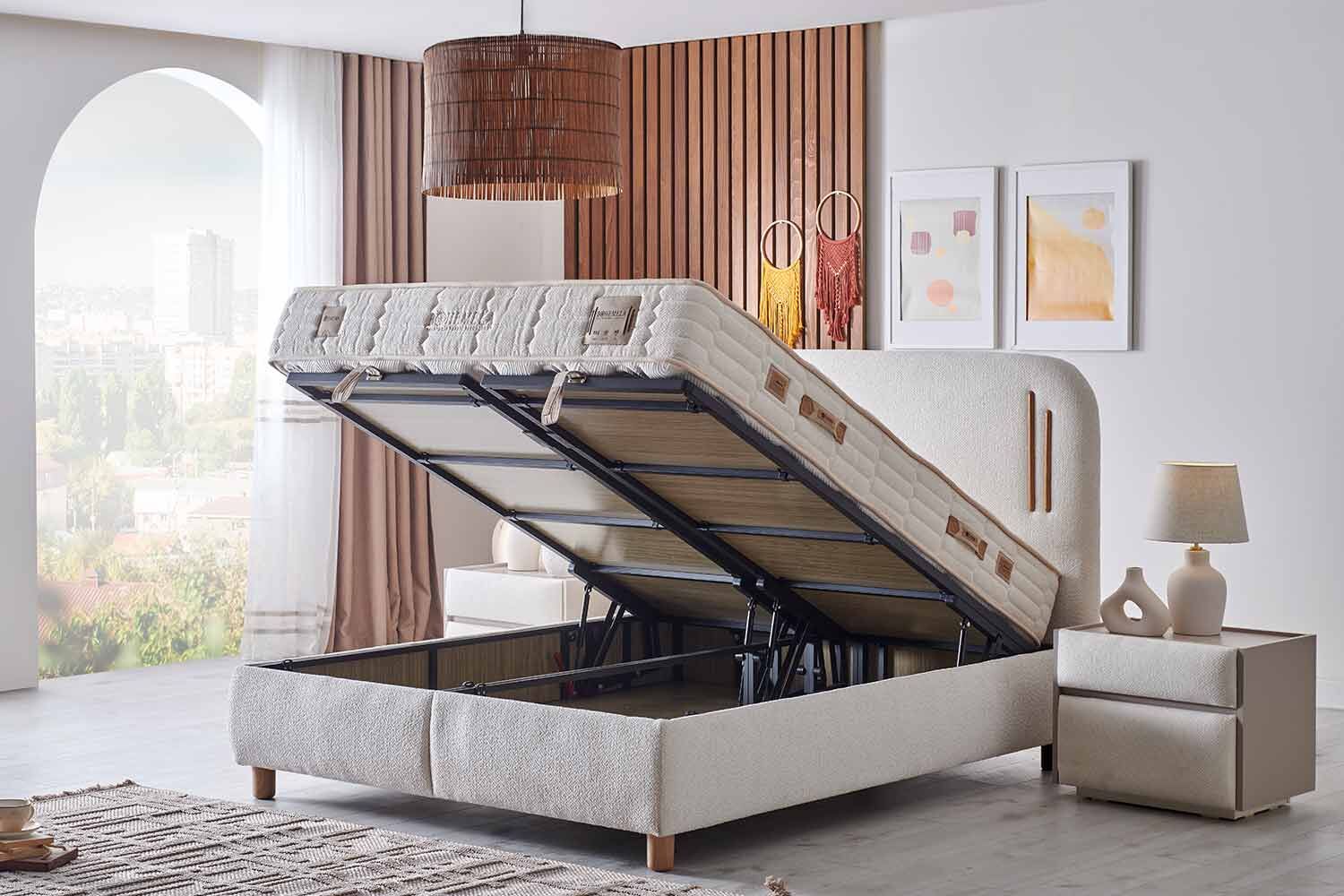 Тапицирано легло «Bohemela» + Матрак и табла - с място за съхранение