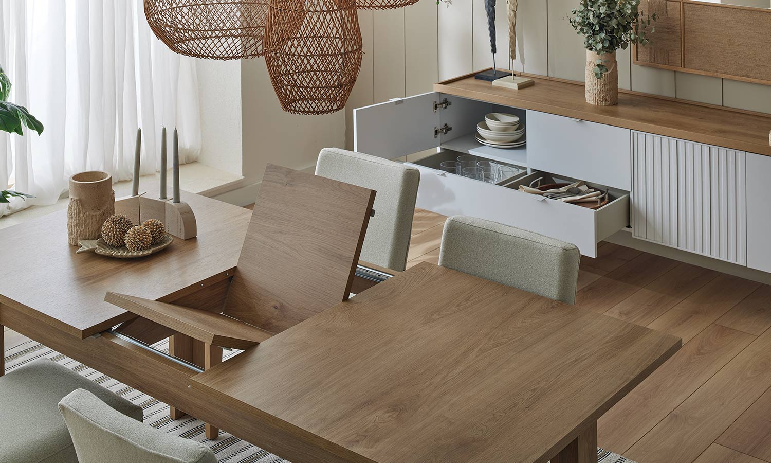 Трапезна разтегателна маса «Puerta» с размер 160х76х90см