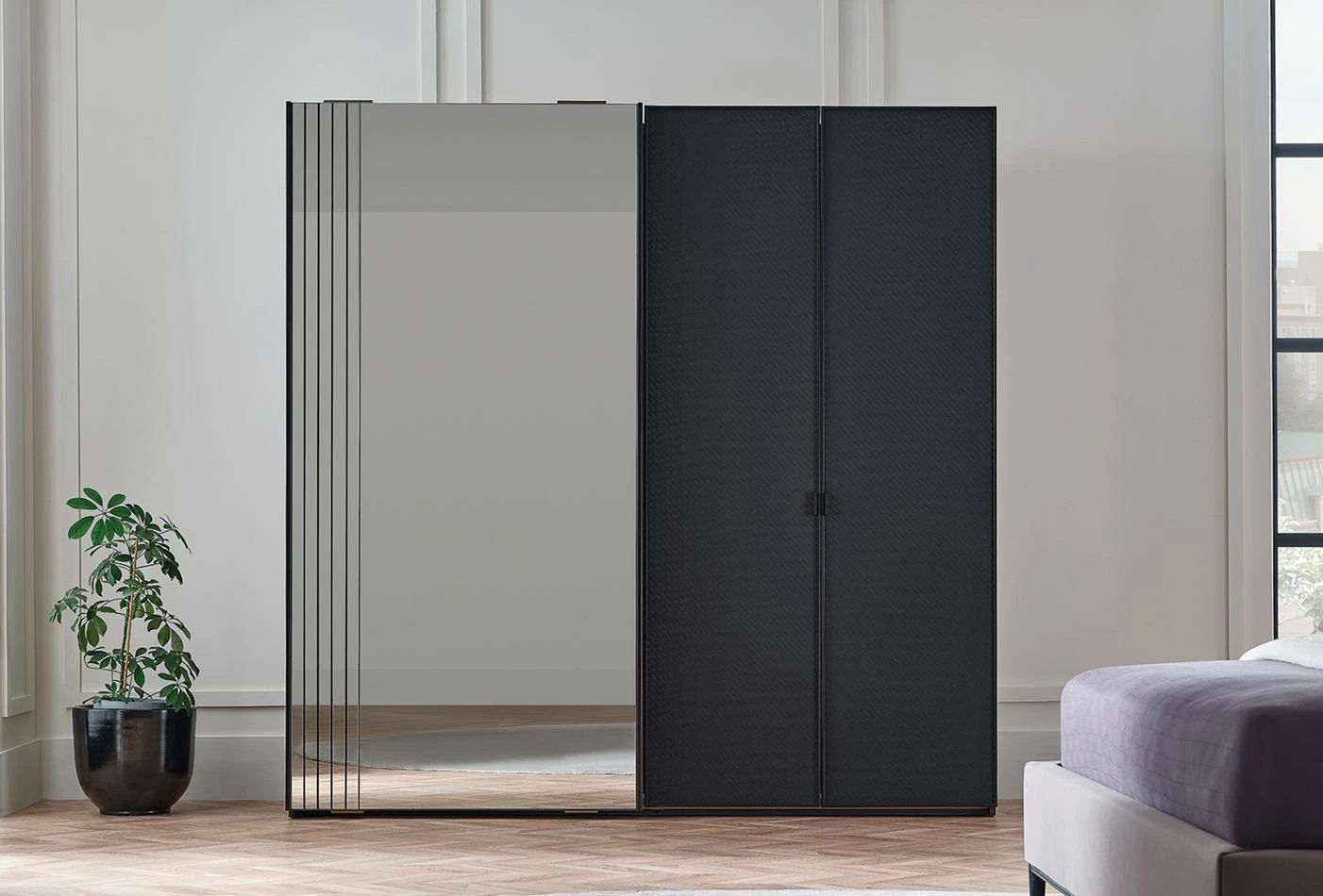 Гардероб с плъзгащи врати «Riga» с огледална врата, ширина 220см