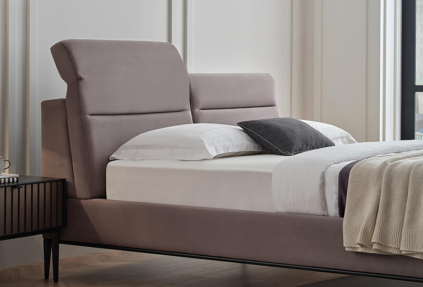 Тапицирано легло «Riga» + табла с механизъм за глава - с място за съхранение, повдигащ механизъм, система за безшумно затваряне