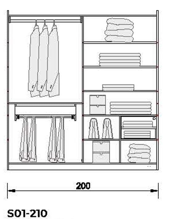 4 конфигурирани модула за гардероб «Alfa» с плъзгащи врати