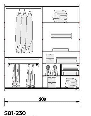 4 конфигурирани модула за гардероб «Alfa» с плъзгащи врати