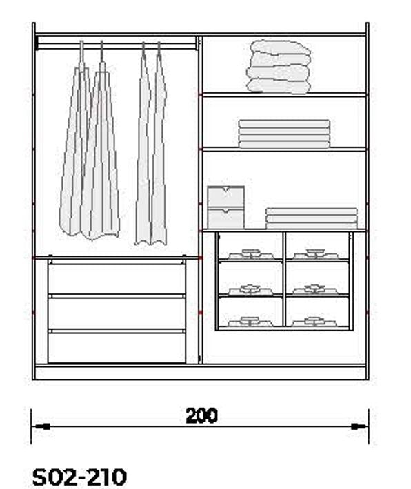 4 конфигурирани модула за гардероб «Alfa» с плъзгащи врати