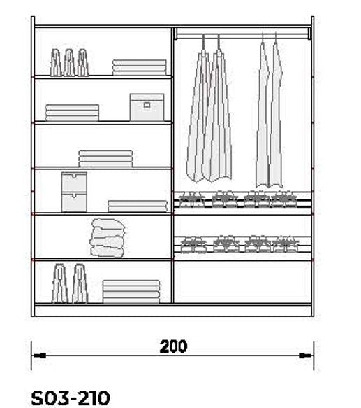 4 конфигурирани модула за гардероб «Alfa» с плъзгащи врати