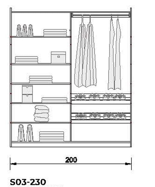 4 конфигурирани модула за гардероб «Alfa» с плъзгащи врати