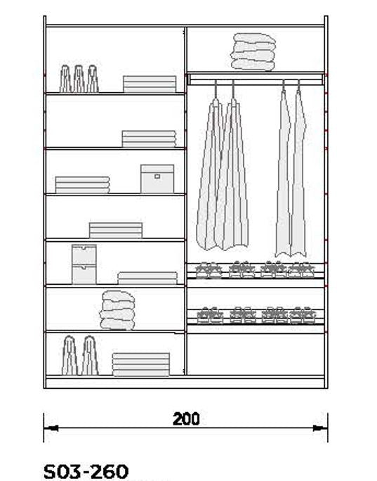 4 конфигурирани модула за гардероб «Alfa» с плъзгащи врати