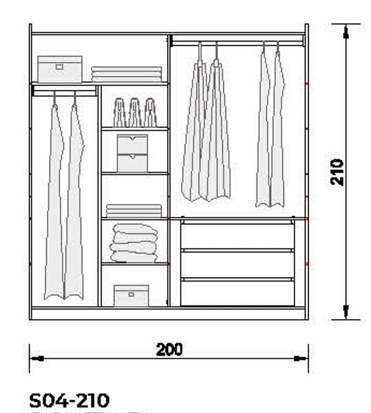4 конфигурирани модула за гардероб «Alfa» с плъзгащи врати