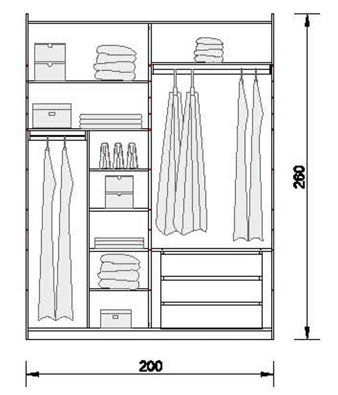 4 конфигурирани модула за гардероб «Alfa» с плъзгащи врати