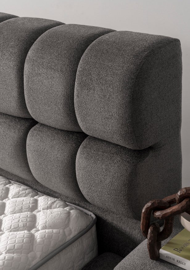 Тапицирано легло «Sigma» + Матрак и табла - с място за съхранение, система за безшумно затваряне