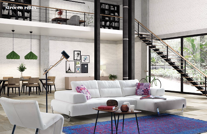 Ъглов разтегателен диван «Sirocco Relax» + две декоративни възглавници, ширина 315см