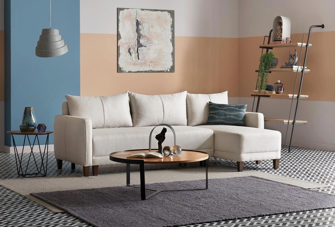 Ъглов разтегателен диван «Smart» + декоративнa възглавницa, ширина 246см