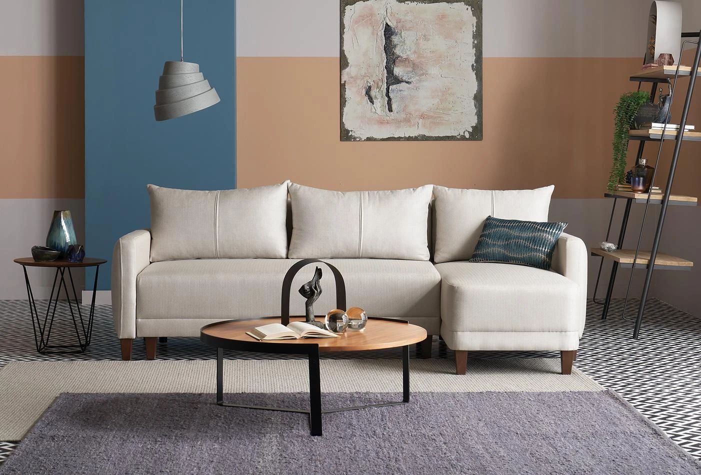 Ъглов разтегателен диван «Smart» + декоративнa възглавницa, ширина 246см