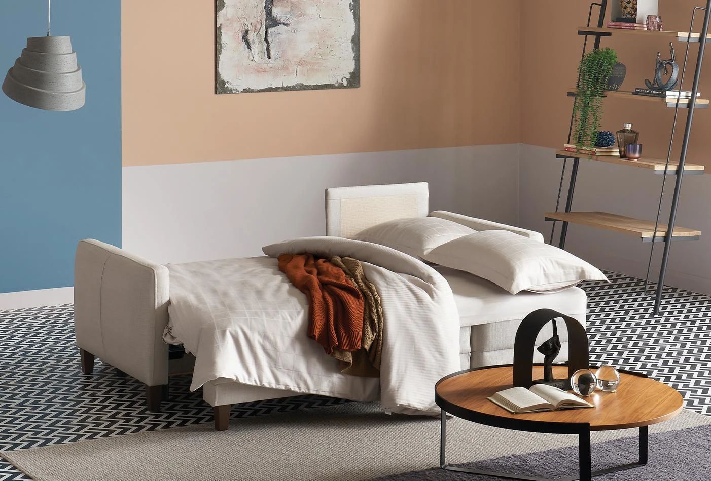 Ъглов разтегателен диван «Smart» + декоративнa възглавницa, ширина 216см