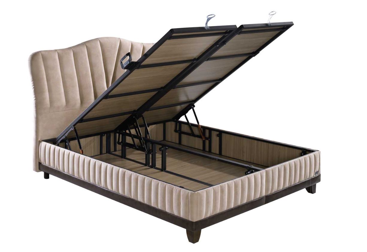 Тапицирано легло «Thermall» + Матрак и табла - с място за съхранение, матрак с термо свързани влакна