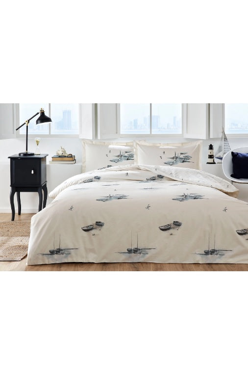 Единичен спален комплект «Rowboat» - 3 части, памук ранфорс
