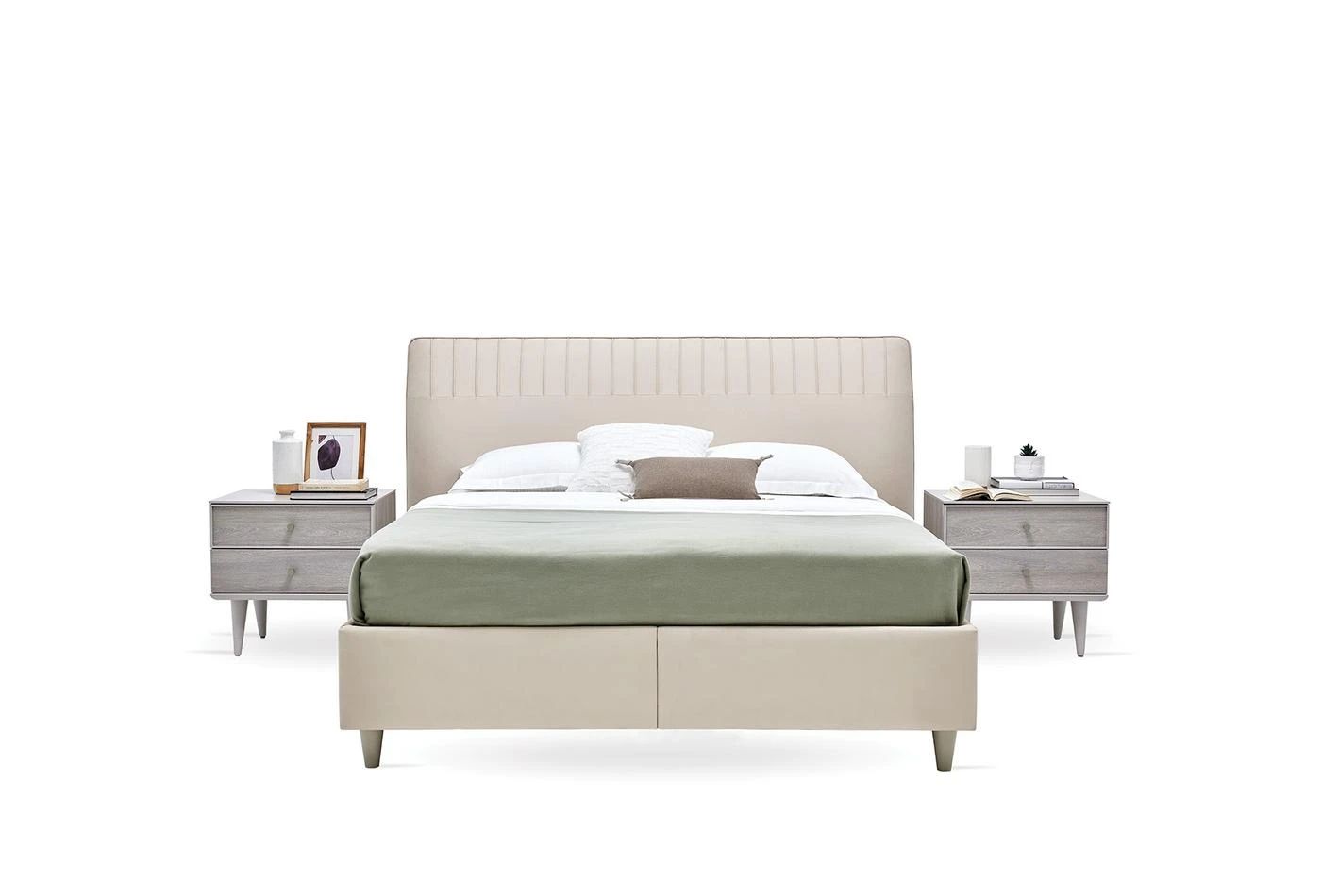 Тапицирана основа за легло «Basel» с място за съхранение, повдигащ механизъм, система за безшумно затваряне