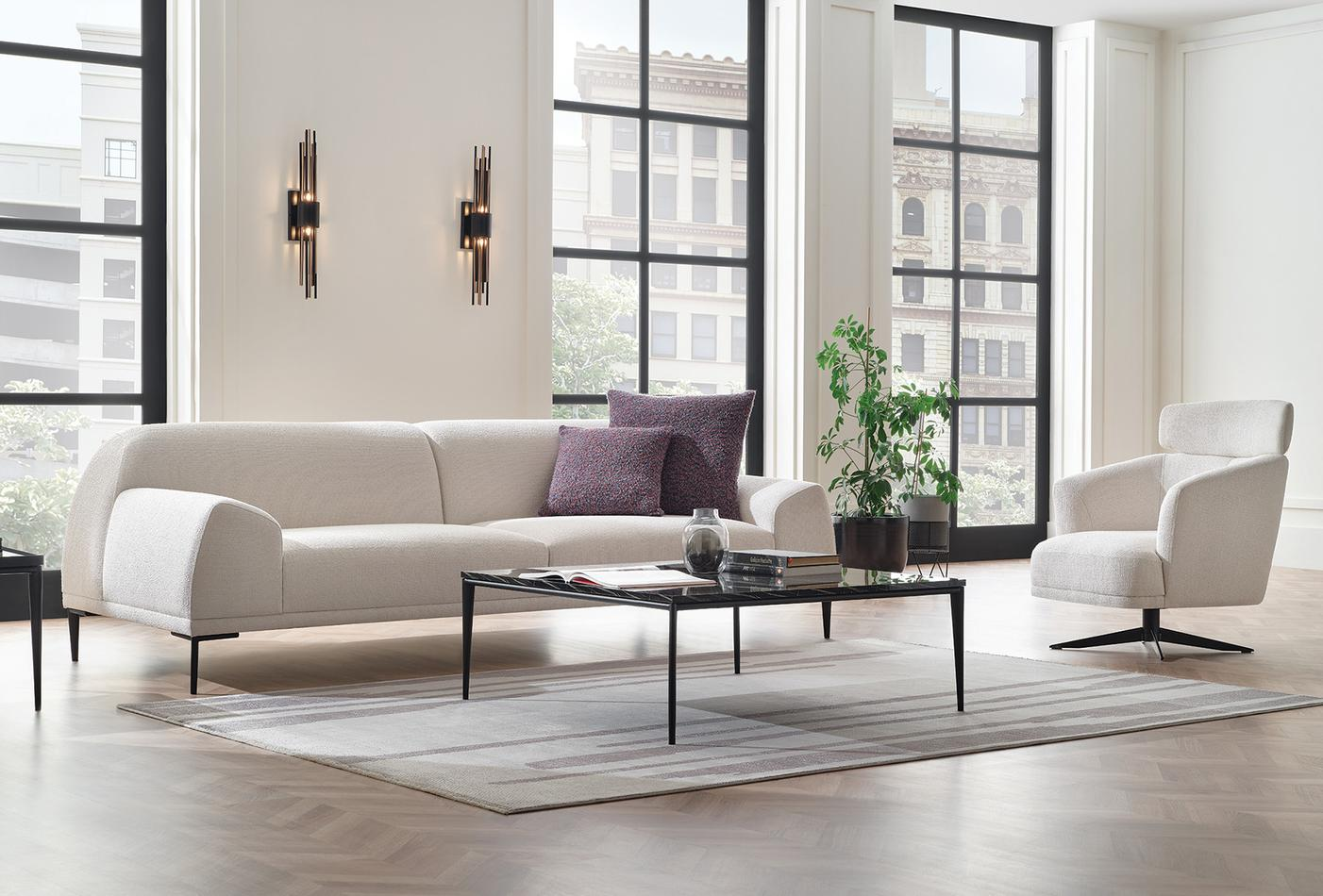 Триместен диван «Swan» + 2 декоративни възглавници, ширина 260см