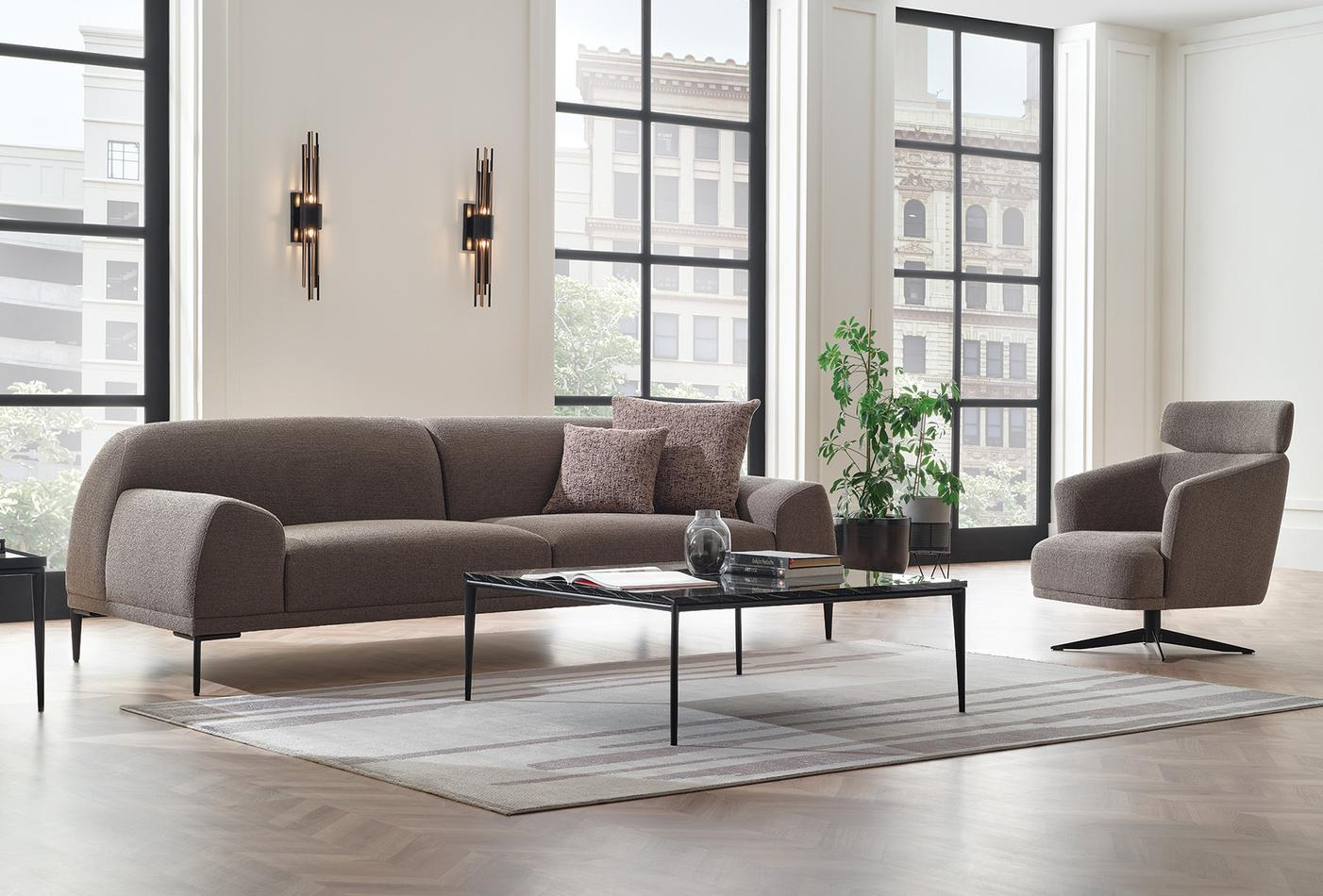 Триместен диван «Swan» + 2 декоративни възглавници, ширина 260см