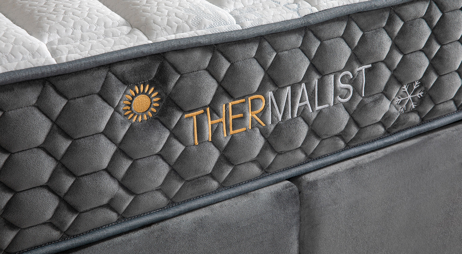 Тапицирано легло «Thermalist» + Матрак и табла - с място за съхранение, повдигащ механизъм, система за безшумно затваряне