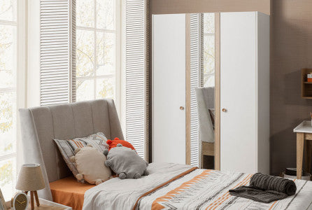 Гардероб «Bohem Young» с огледална врата, лост за закачалки, рафтове, ширина 133см