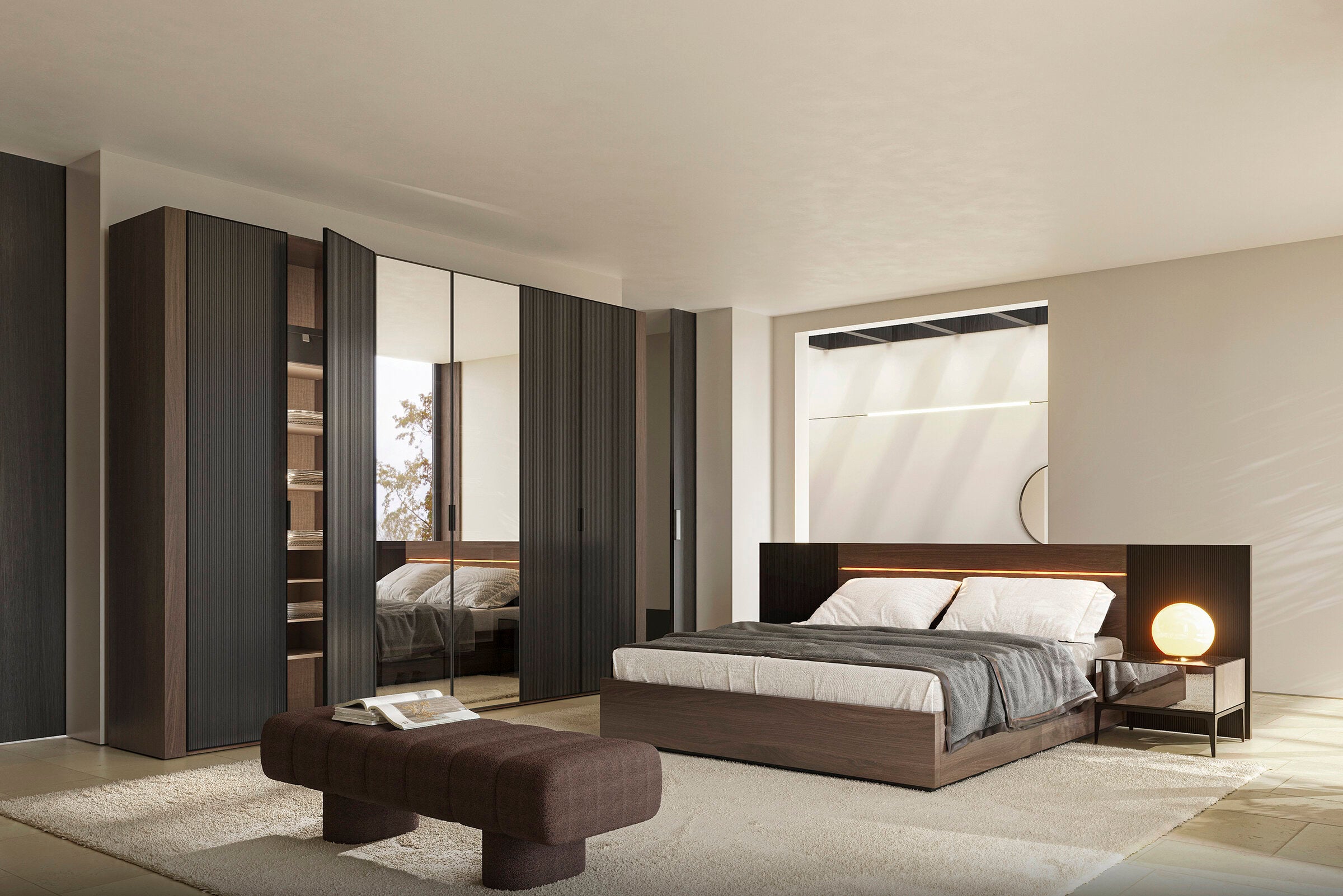 Врати за модулен гардероб «Alfa» - опушено стъкло, огледало, ПДЧ