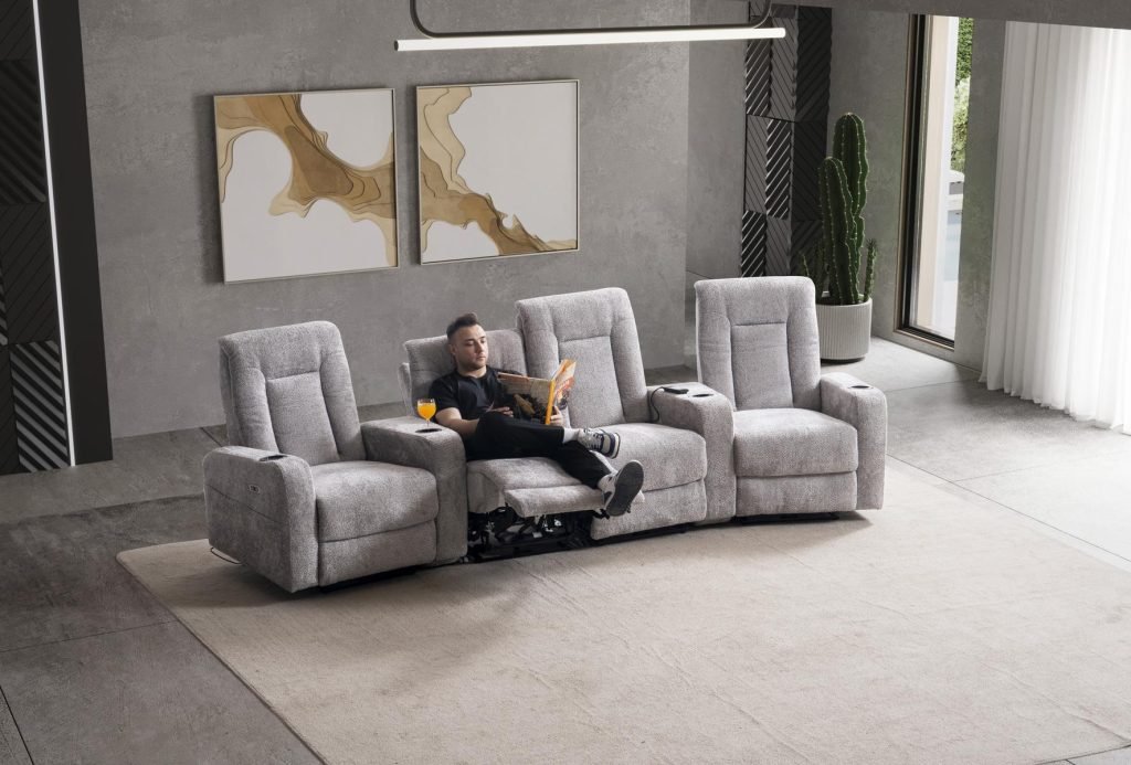 ТВ композиция «Cunda Sinema» с електрически релакс механизъм, USB зарядна станция