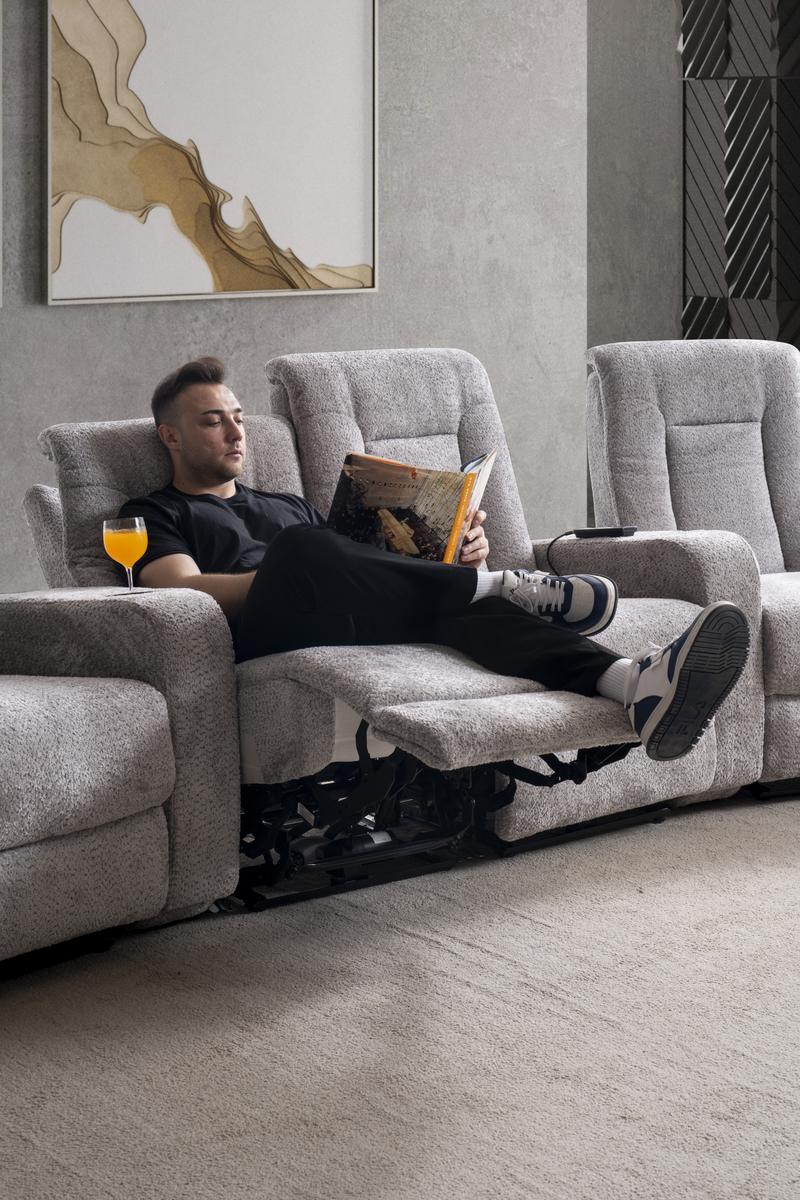 ТВ композиция «Cunda Sinema» с електрически релакс механизъм, USB зарядна станция