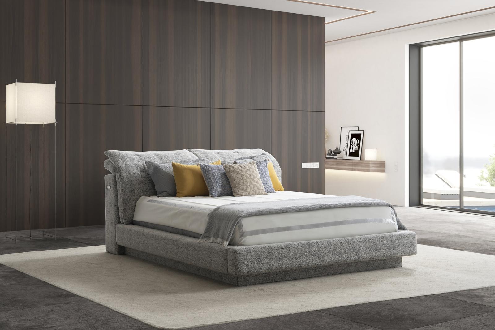 Тапицирано легло «Dubai» с регулираща се табла, с място за съхранение, USB зарядна станция