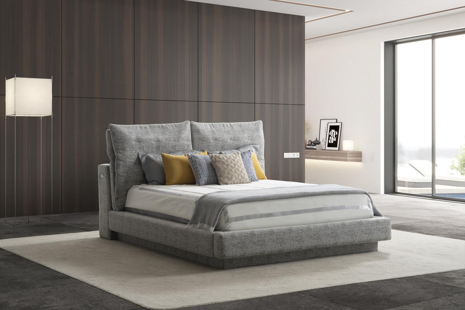 Тапицирано легло «Dubai» с регулираща се табла, с място за съхранение, USB зарядна станция