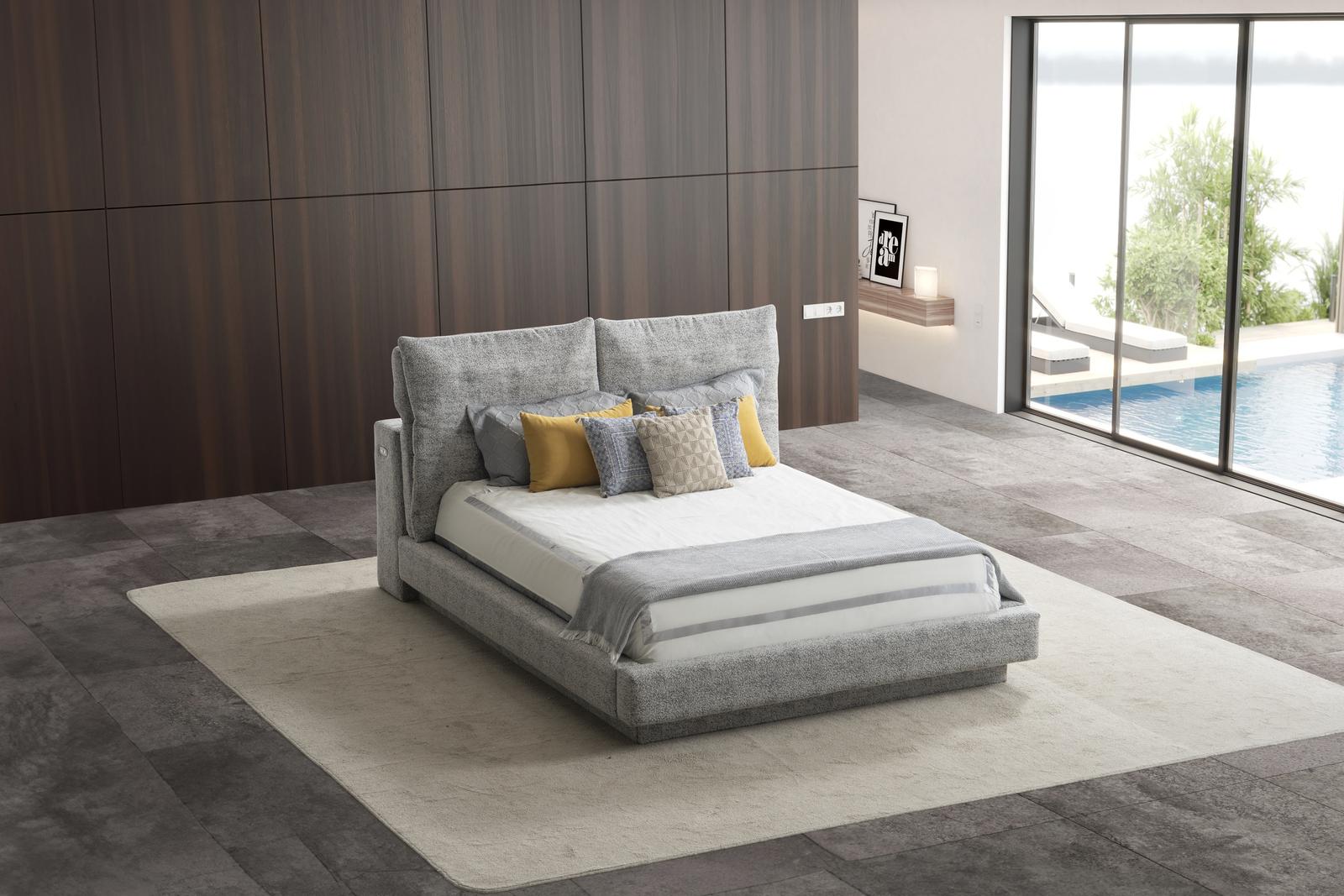 Тапицирано легло «Dubai» с регулираща се табла, с място за съхранение, USB зарядна станция