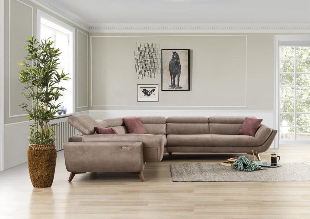 Ъглов разтегателен диван «Eftelya Big» + електрически механизъм, USB зарядна станция, ширина 295см