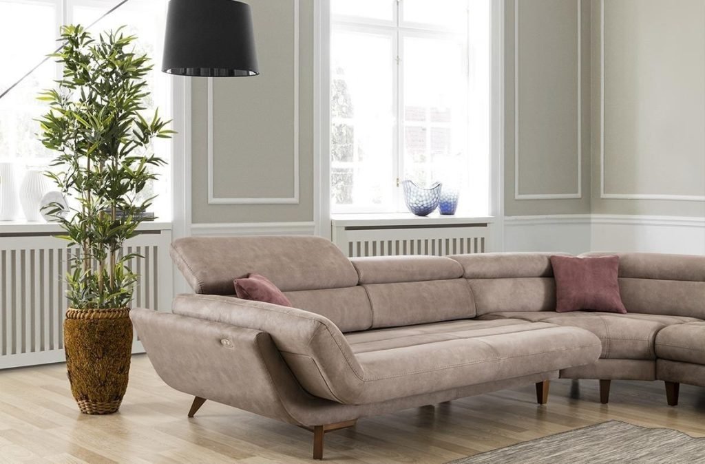 Ъглов разтегателен диван «Eftelya Big» + електрически механизъм, USB зарядна станция, ширина 295см