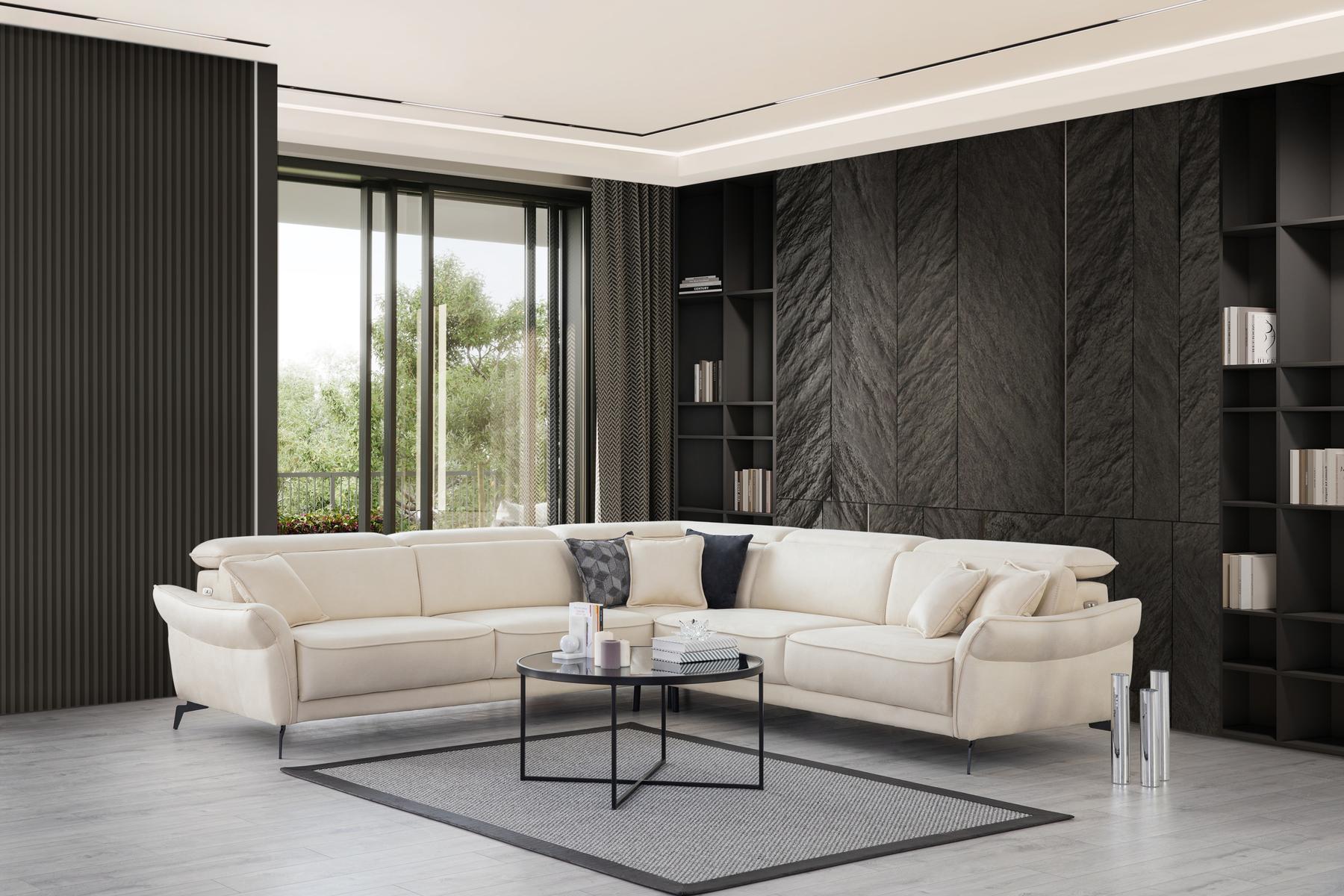 Ъглов разтегателен диван «Kristal Corner» + електрически механизъм, USB зарядна станция