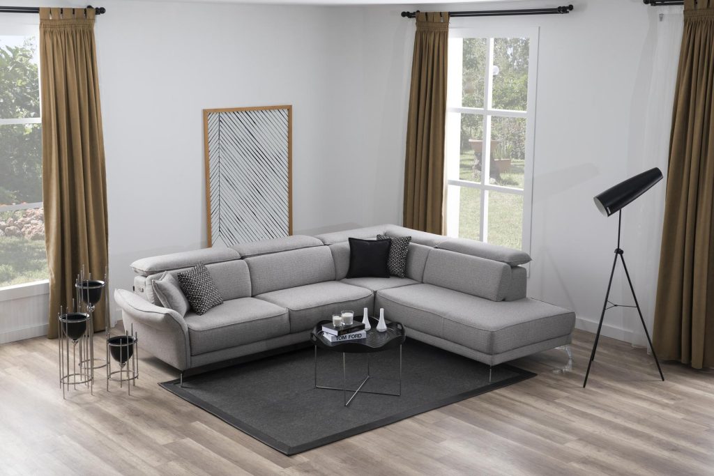 Ъглов разтегателен диван «Kristal Lounge» + електрически механизъм, USB зарядна станция