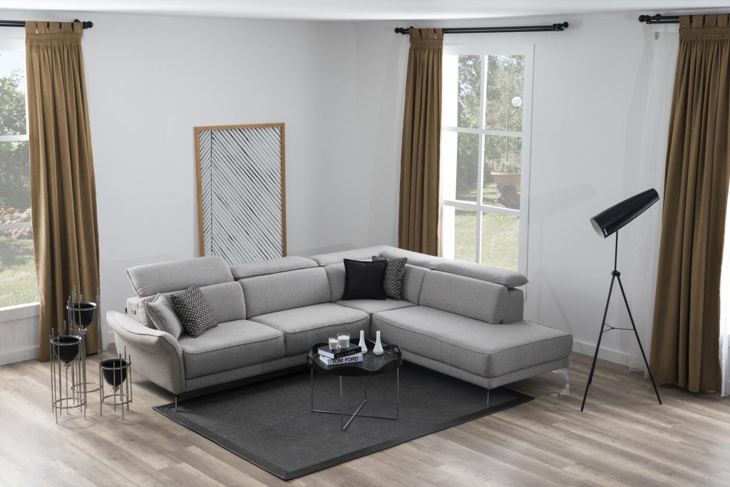 Ъглов разтегателен диван «Kristal Lounge» + електрически механизъм, USB зарядна станция