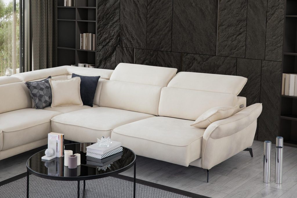 Ъглов разтегателен диван «Kristal Corner» + електрически механизъм, USB зарядна станция