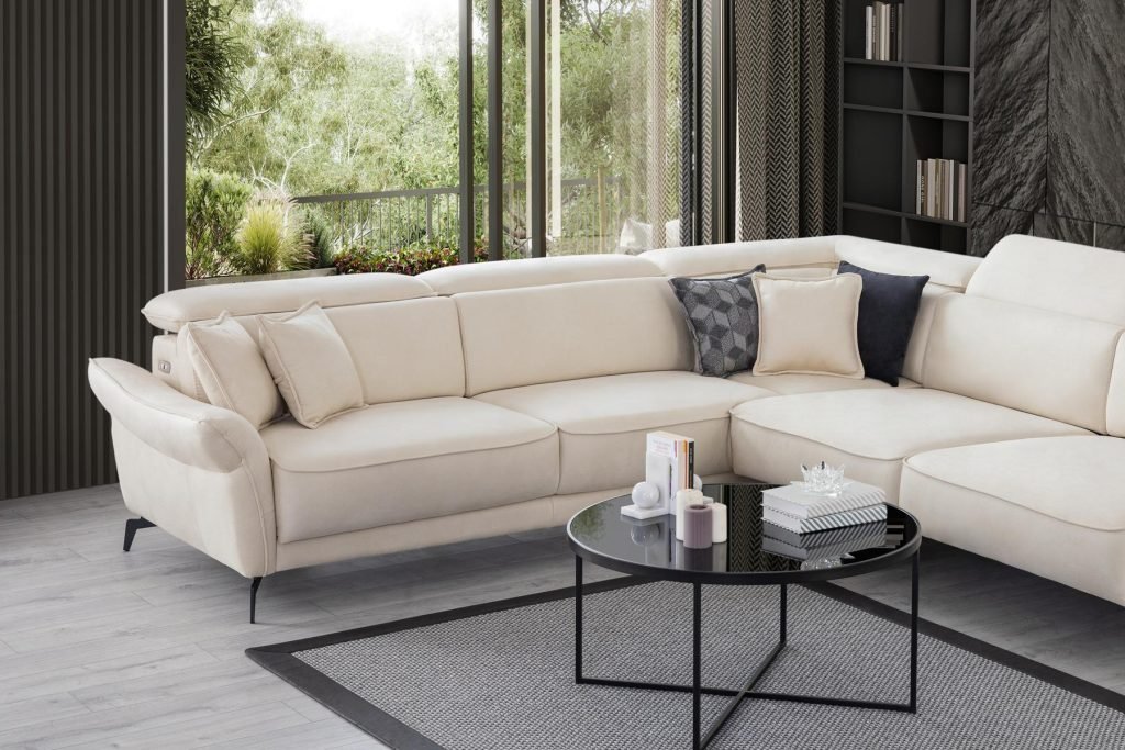 Ъглов разтегателен диван «Kristal Corner» + електрически механизъм, USB зарядна станция