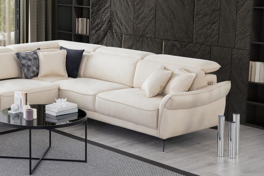 Ъглов разтегателен диван «Kristal Corner» + електрически механизъм, USB зарядна станция