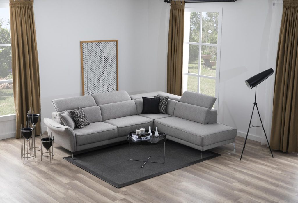 Ъглов разтегателен диван «Kristal Lounge» + електрически механизъм, USB зарядна станция