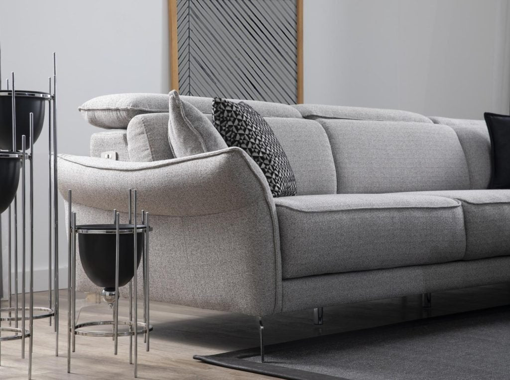 Ъглов разтегателен диван «Kristal Lounge» + електрически механизъм, USB зарядна станция