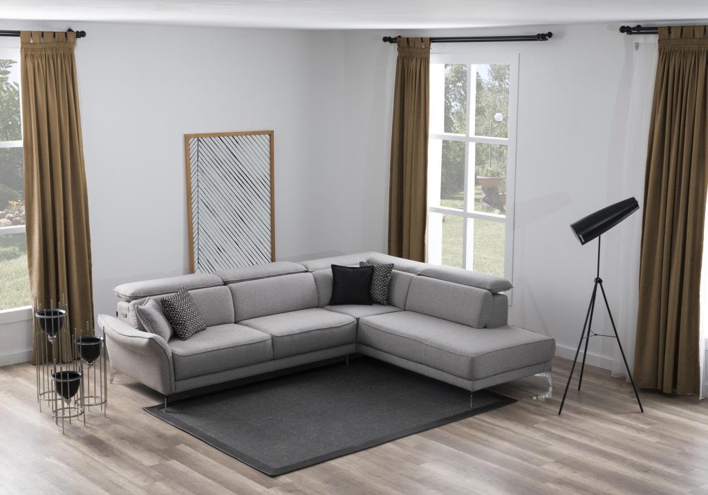 Ъглов разтегателен диван «Kristal Lounge» + електрически механизъм, USB зарядна станция