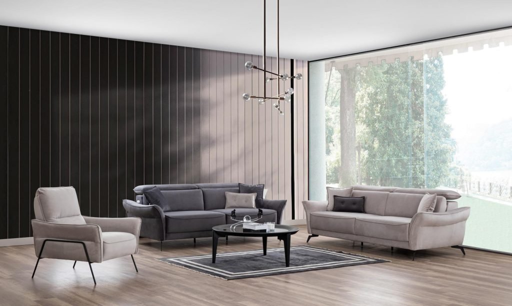 Триместен разтегателен диван «Kristal» + електрически механизъм, 2 декоративни възглавници